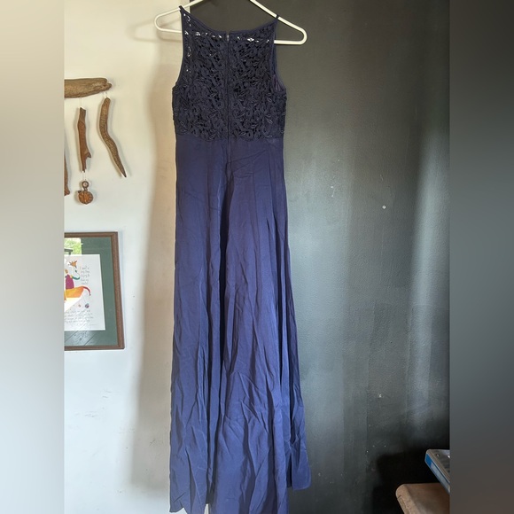 Vintage 90's Jessica McClintock Blue Crochet Maxi Party Prom Dress Size 8 - Picture 7 of 11
